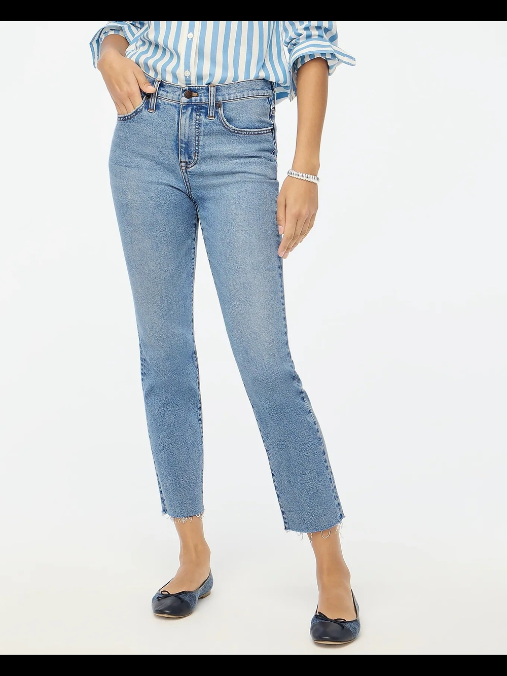 J. Crew Light Blue High-Rise Cropped Straight Jeans